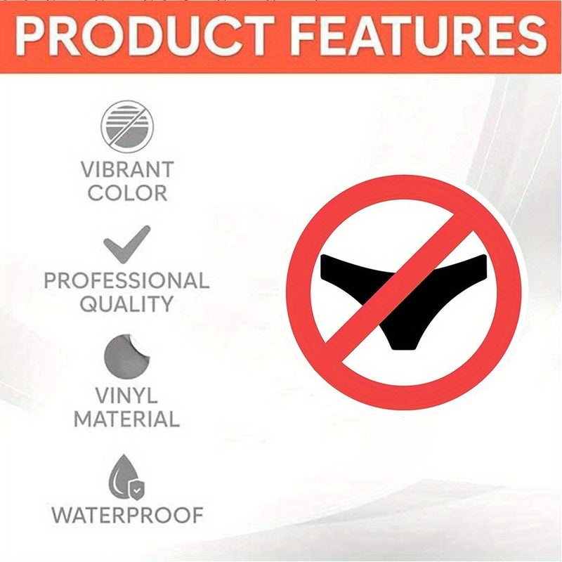 Funny No Underwear Zone Sticker Waterproof Glossy Vinyl Decal Red Circle 1pc - Image 3