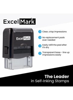 ExcelMark Entered Self Inking Rubber Stamp Red Ink  - Image 2