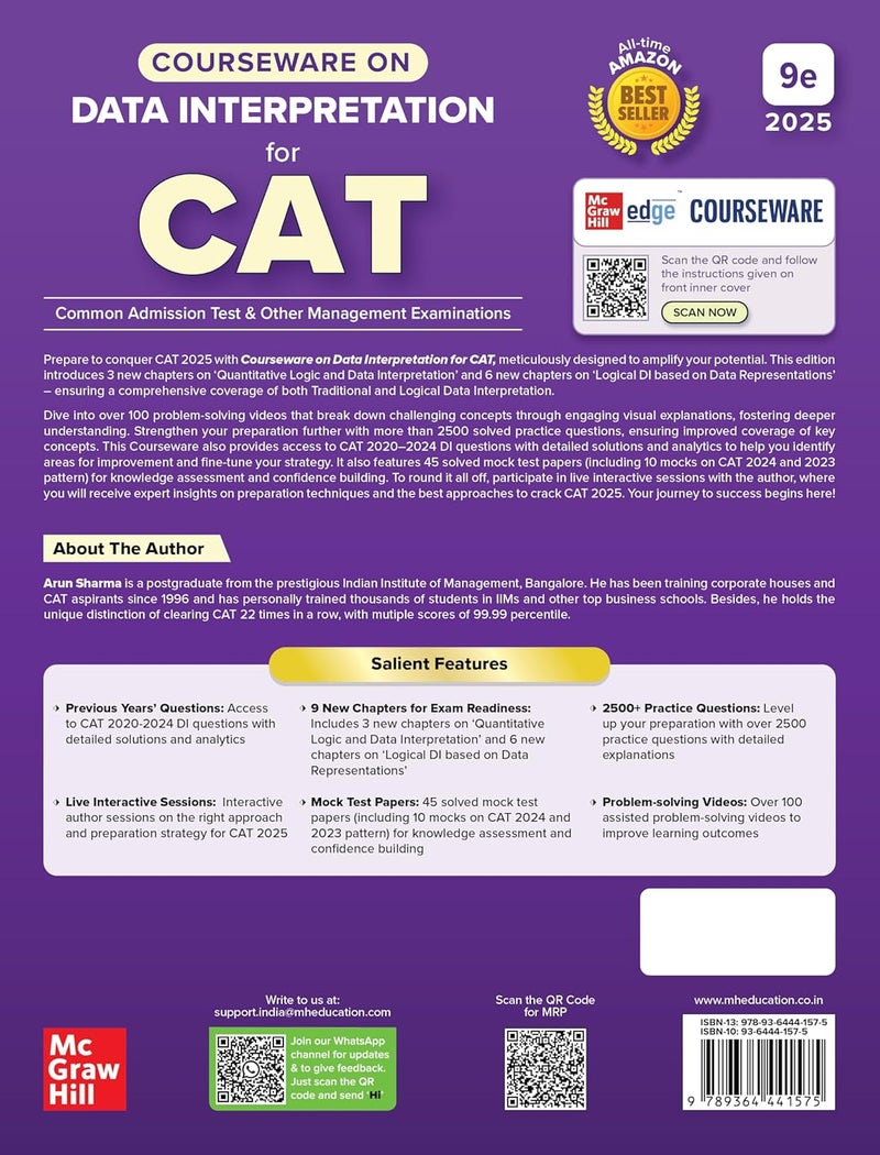 Courseware on Data Interpretation, 9e for CAT 2025-26 by Arun Sharma | CAT/ MBA Entrance Exam | Solved Previous Years' Papers (2020-2024) | 2500+ Practice Questions | 100+ Problem Solving Online Videos | 45 Mock Tests on new pattern | 9 New Chapters on Traditional & Logical DI - Image 2