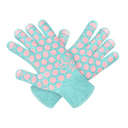 J H Heat Resistant Oven Glove EN407 Certified 932 F BBQ Oven Mitts for Grlling Baking Kitchen CampingFireplace IndoorOutdoor 1 Pair