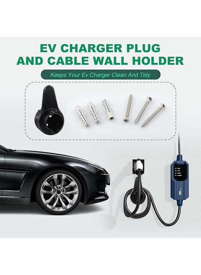 KASTWAVE Ev Charger Holder, Abs Waterproof Wall-Mount Electric Vehicle Charging Nozzle Plug Holster & Cable Hook With Screws For All Sae J1772 Electric Cars Connector - Image 4