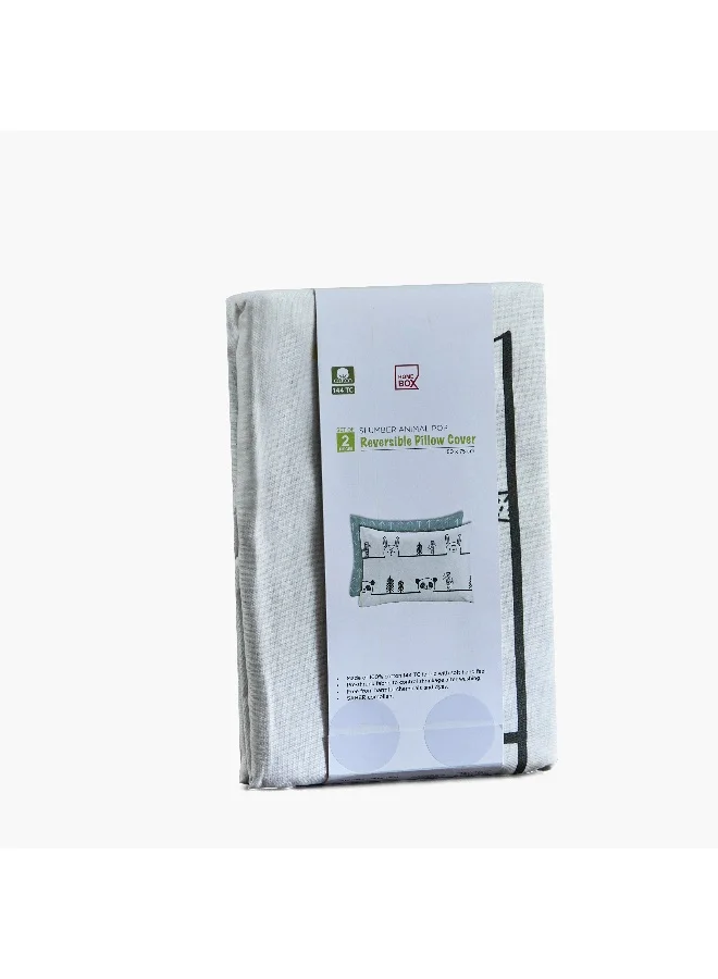 هوم بوكس طقم غطاء وسادة Joy Slumber قطعتين بنقشة حيوانات - 50x75 سم