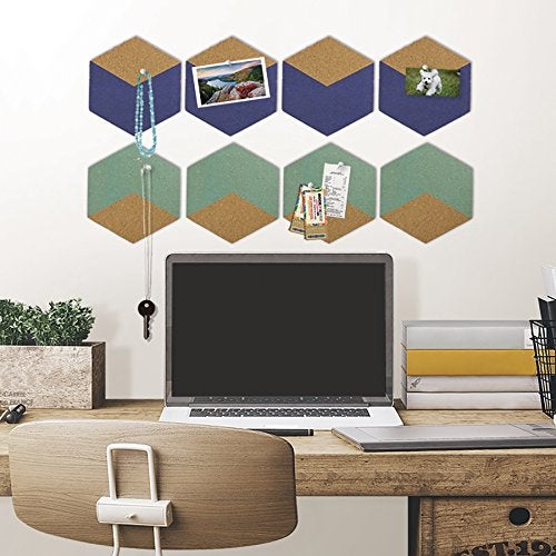 WallPops WPK2347 Blue Hex Green Cork Organizer Shapes - Image 3