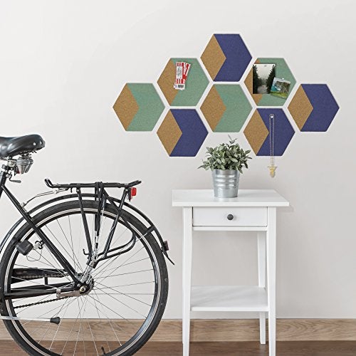 WallPops WPK2347 Blue Hex Green Cork Organizer Shapes - Image 2