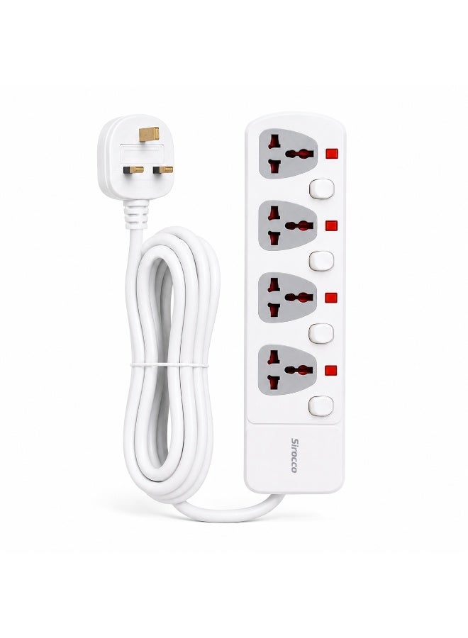 SIROCCO Extension Socket 4 Way Universal With 6M Cable, Heat Resistant, Sirocco L086 - Image 1