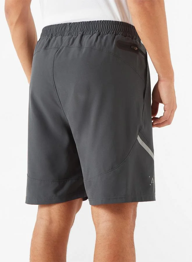 Active Solid Shorts with Elasticated Waistband and Pockets