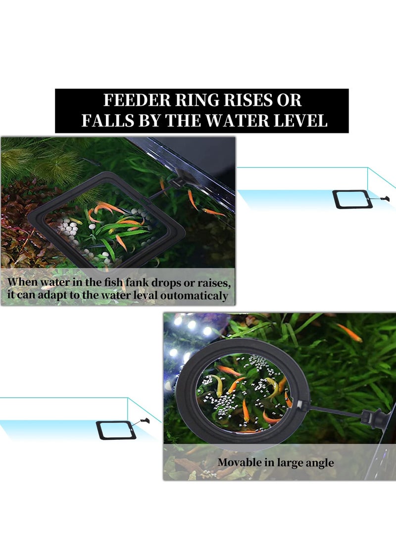 SYOSI Fish Feeding Ring 2 Pieces Fish Feeder Aquarium Fish Turtle Tank Accessories Food Feeder Circle with Suction Cup for Guppy Bettas Goldfish Turtle (Round and Square Black) - Image 4