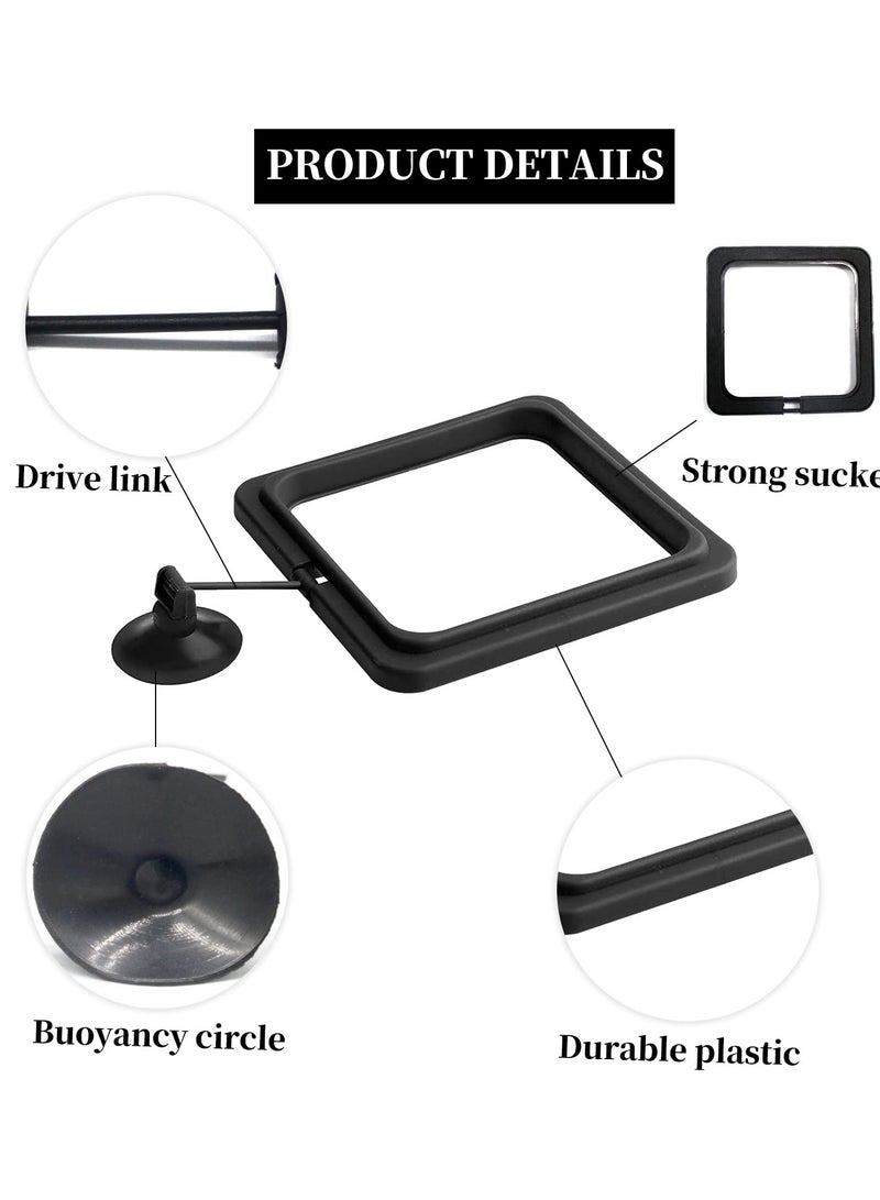 SYOSI Fish Feeding Ring 2 Pieces Fish Feeder Aquarium Fish Turtle Tank Accessories Food Feeder Circle with Suction Cup for Guppy Bettas Goldfish Turtle (Round and Square Black) - Image 3