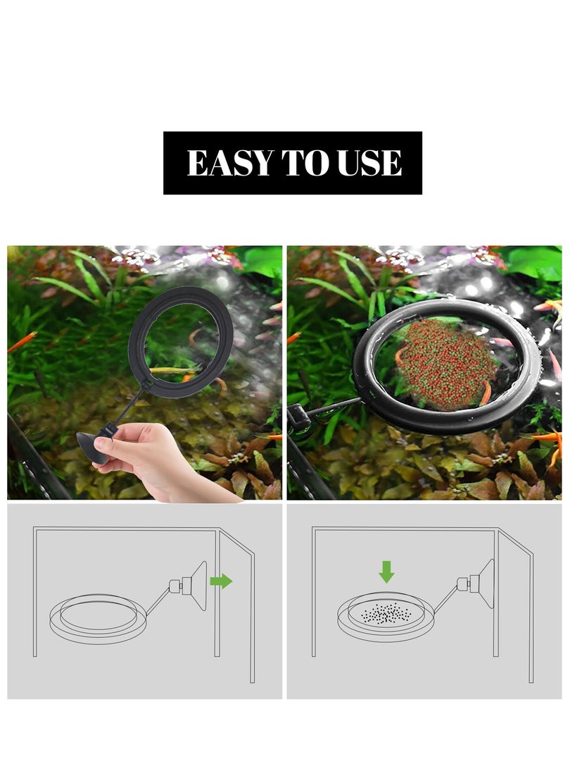 SYOSI Fish Feeding Ring 2 Pieces Fish Feeder Aquarium Fish Turtle Tank Accessories Food Feeder Circle with Suction Cup for Guppy Bettas Goldfish Turtle (Round and Square Black) - Image 5
