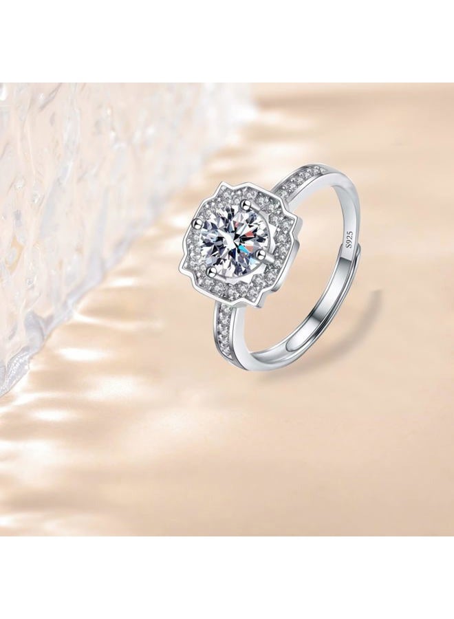 Luckilemon Moissanite Adjustable Engagement Ring, Promise Eternity Ring for Women,Wedding Rings,Jewelry Gift,Friendship Promise Fashion Jewelry Valentine Gifts for Women - Image 4