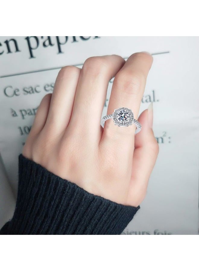 Luckilemon Moissanite Adjustable Engagement Ring, Promise Eternity Ring for Women,Wedding Rings,Jewelry Gift,Friendship Promise Fashion Jewelry Valentine Gifts for Women - Image 2