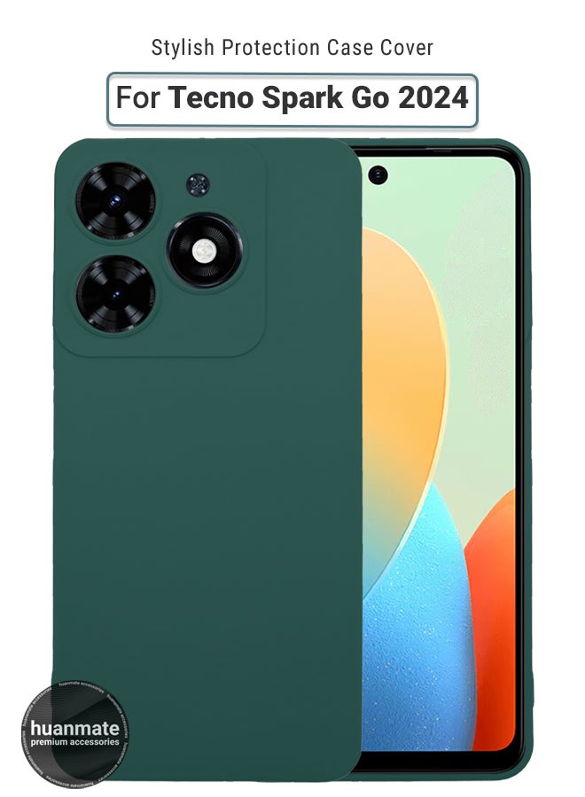 huanmate Tecno Spark Go 2024 Silicone Cover Green - Premium 2.0mm TPU Silicon, Enhanced Camera Protection with Lens Shield, Shockproof & Water-Proof Cover for Tecno Spark Go 2024 - Image 1