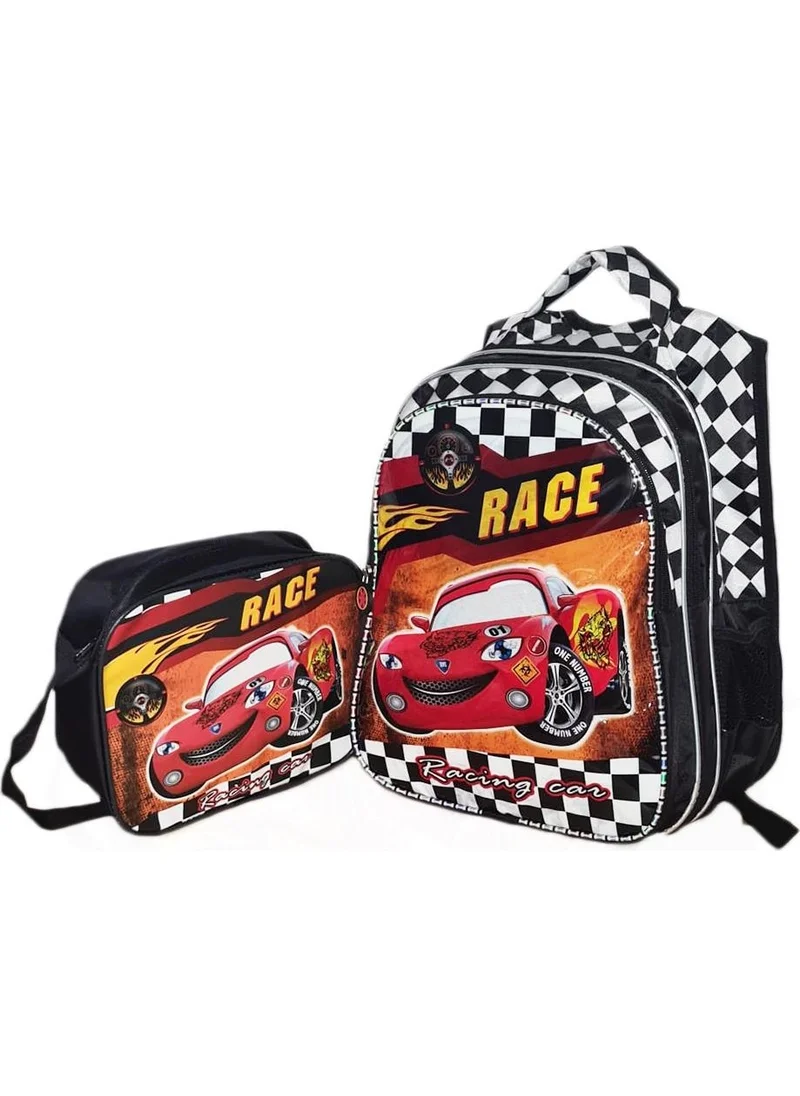 Masho Trend Race Car Backpack + Nutrition - Cars Primary School Bag - Boys Bag Children's Bag School Bag