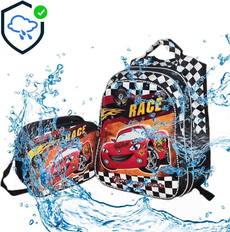 Masho Trend Race Car Backpack + Nutrition - Cars Primary School Bag - Boys Bag Children's Bag School Bag