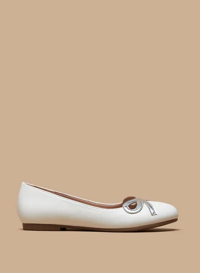 MISSY Girls Solid Ballerina Shoes With Metallic Bow Detail