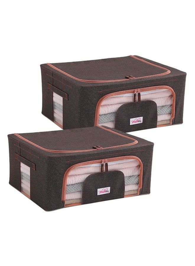 BlushBees Living Box - 600D Oxford Fabric Closet Organizer Cloth Storage Boxes for Wardrobe - 44 Litre, Pack of 2, Espresso Brown (AR-2087) - Image 1