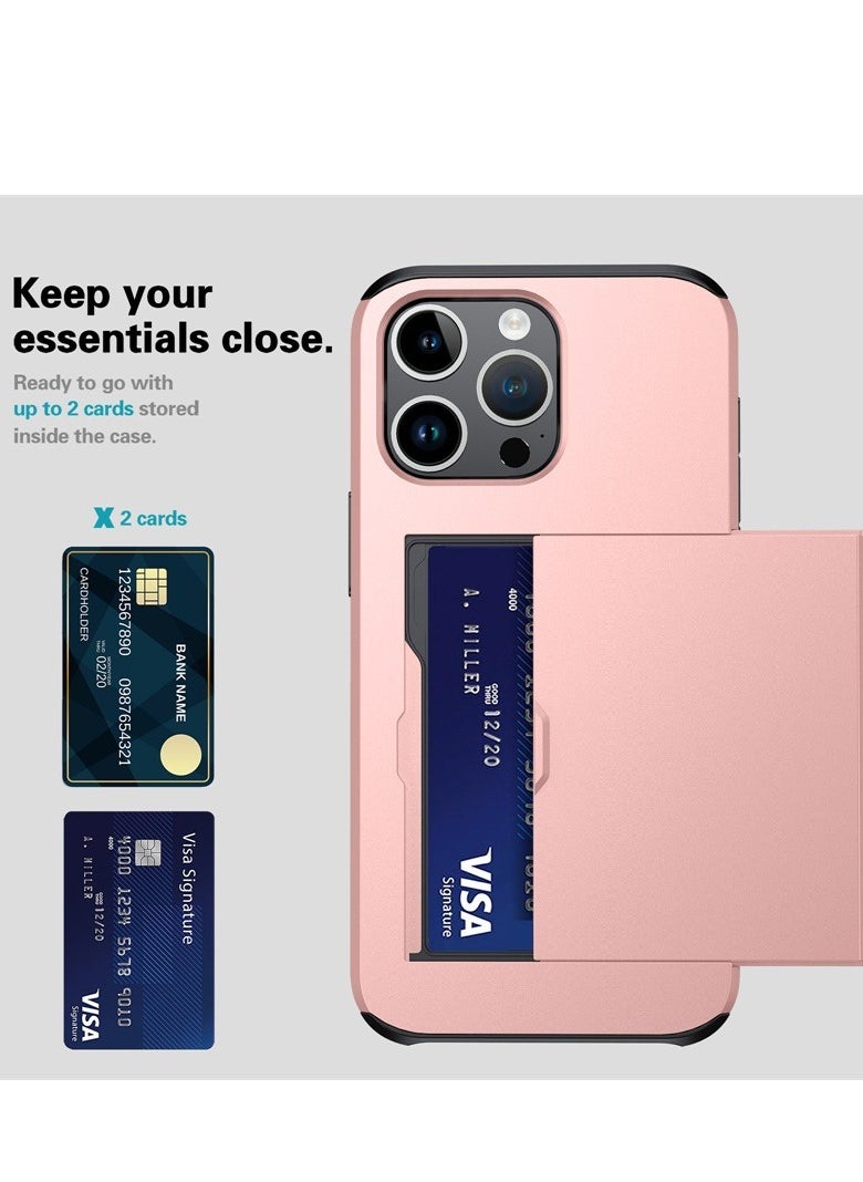 Generic - for iPhone 15/15 Plus/15 Pro/15 Pro Max Case with Card Holder Wallet Case with Hidden Card Slot, Heavy Dual Layer Shockproof Protective Phone Cover - Image 1