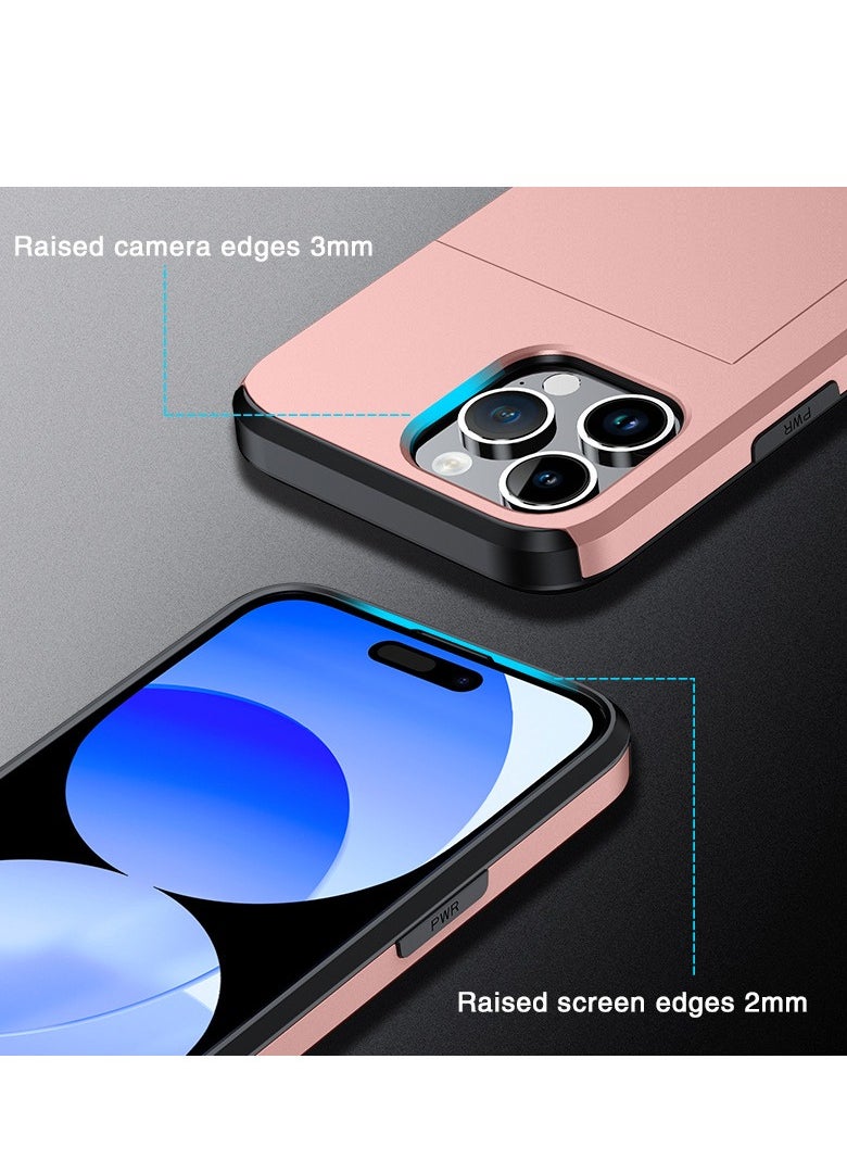 Generic - for iPhone 15/15 Plus/15 Pro/15 Pro Max Case with Card Holder Wallet Case with Hidden Card Slot, Heavy Dual Layer Shockproof Protective Phone Cover - Image 1