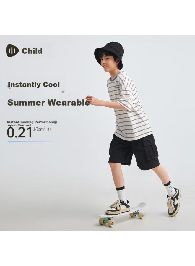 Souhait Kids' Sun Protection Short Sleeve Summer Children'S Cool Feeling T-Shirt Thin Dark Grey 120 - Image 1