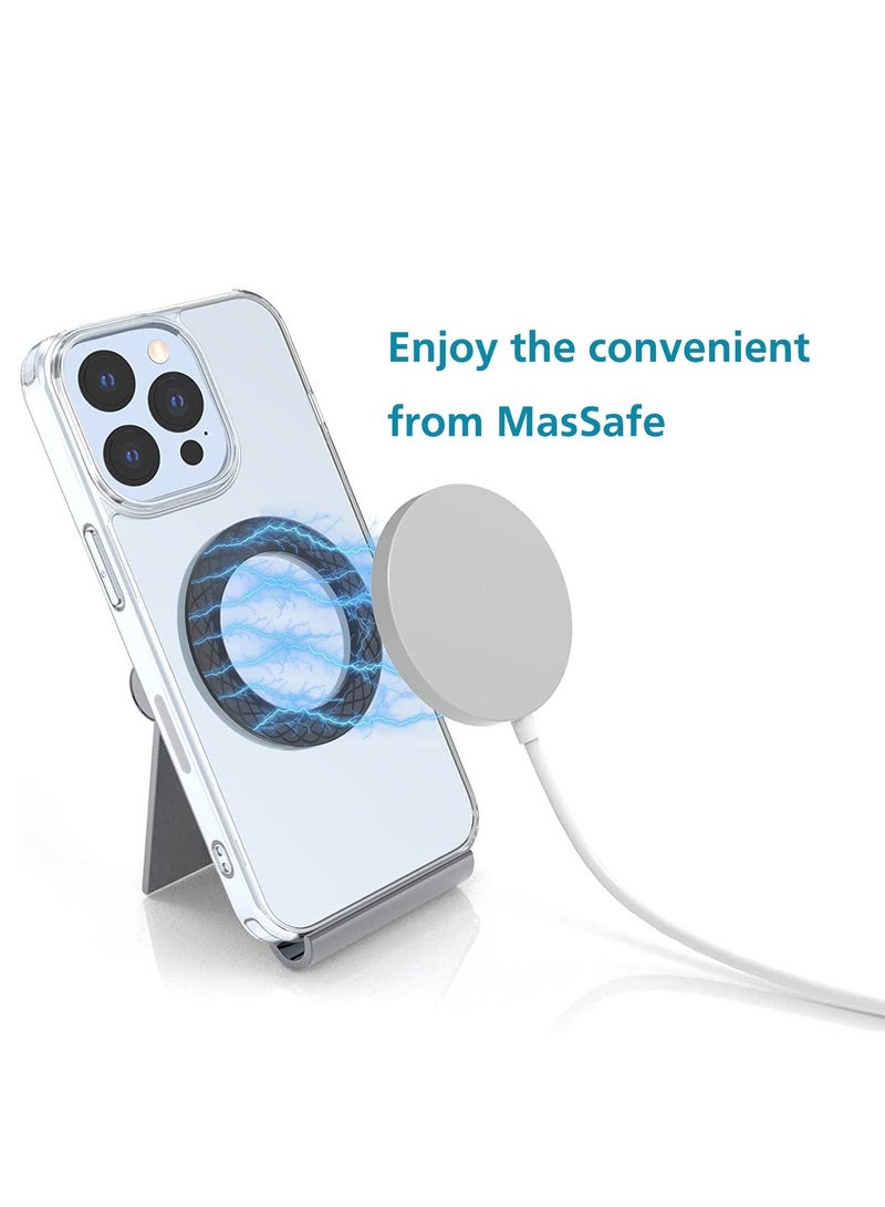 2 Pcs Phone Magnetic Ring, Compatible with Magsafe Wireless Charger for iPhone 13/ 13 Pro/ 13 Mini/ 13 Pro Max/ 12 and for Huawei Receiver Wireless Car Charger Metal Ring with Sticker  - Image 2