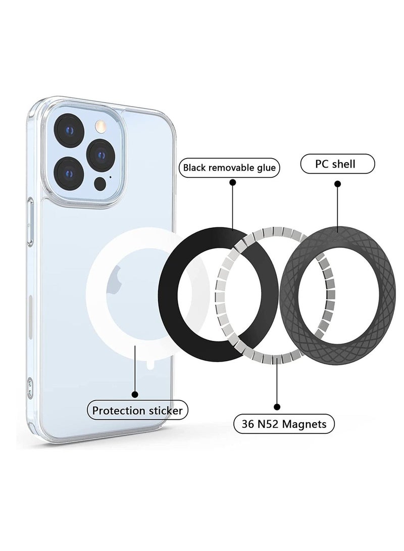 2 Pcs Phone Magnetic Ring, Compatible with Magsafe Wireless Charger for iPhone 13/ 13 Pro/ 13 Mini/ 13 Pro Max/ 12 and for Huawei Receiver Wireless Car Charger Metal Ring with Sticker  - Image 4