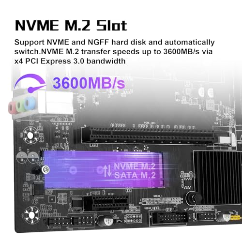 MACHINIST لوحة أم MACHINIST B450 لمعالجات AMD AM4 من الجيل 1-5 (DDR4 بحد أقصى 64GB، NVME/NGFF M.2، SATA 3.0، PCIe 3.0، USB 3.0، LAN جيجابت، VGA، متوافق مع HDMI) - Image 4