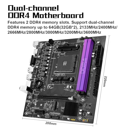 MACHINIST لوحة أم MACHINIST B450 لمعالجات AMD AM4 من الجيل 1-5 (DDR4 بحد أقصى 64GB، NVME/NGFF M.2، SATA 3.0، PCIe 3.0، USB 3.0، LAN جيجابت، VGA، متوافق مع HDMI) - Image 3