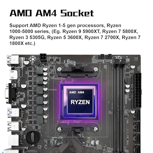 MACHINIST لوحة أم MACHINIST B450 لمعالجات AMD AM4 من الجيل 1-5 (DDR4 بحد أقصى 64GB، NVME/NGFF M.2، SATA 3.0، PCIe 3.0، USB 3.0، LAN جيجابت، VGA، متوافق مع HDMI) - Image 2