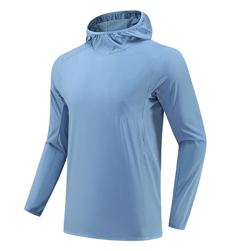 Generic Autumn Birds Sport Quick-Dry Hooded Windbreaker T-Shirt Sky blue 