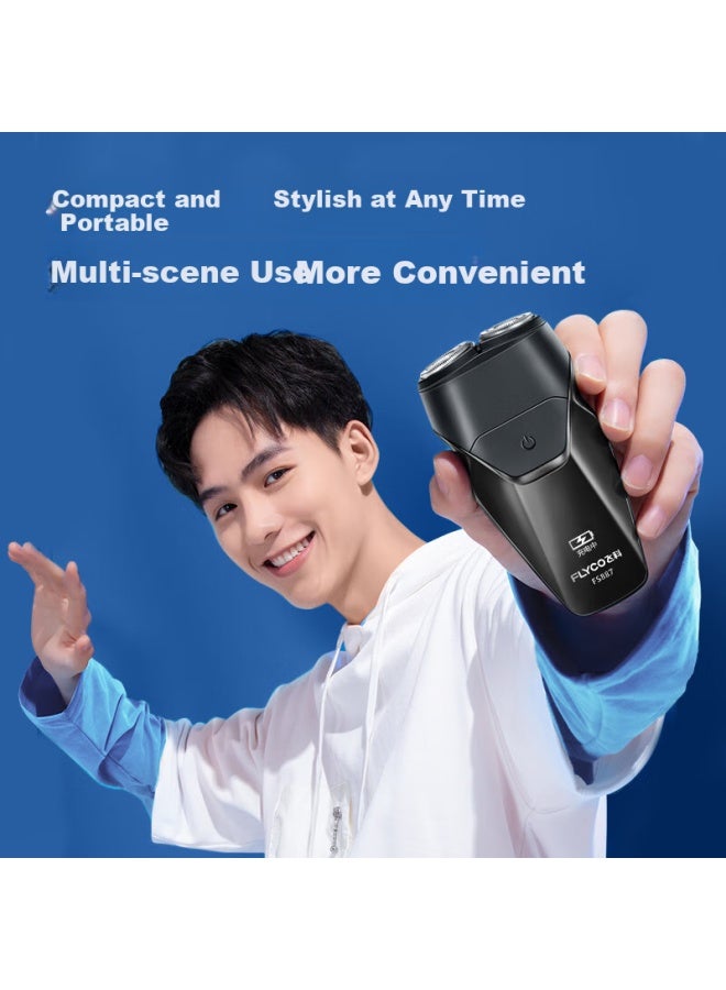 Flyco Smart Electric Shaver Double Head Full Body Washable Shaver Portable Mini Men's Shaver Birthday Gift For Boyfriend Father Fs887 Black - Image 1
