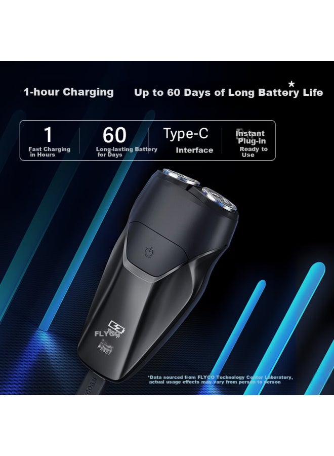 Flyco Smart Electric Shaver Double Head Full Body Washable Shaver Portable Mini Men's Shaver Birthday Gift For Boyfriend Father Fs887 Black - Image 4