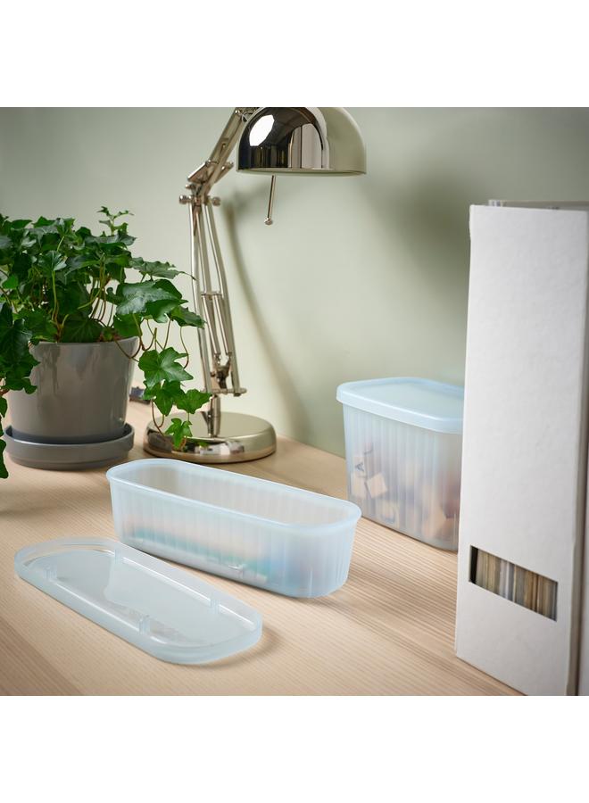 erorex Storage Box With Lid, Transparent Grey-Blue, 9X24X7 Cm/0.5 L - Image 2