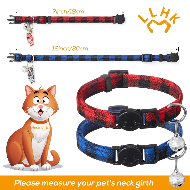 LLHK 4 Pack Small Fish Cat Collars with Bow Tie and Bell,Personalized Breakaway Kitten Collar for Girl boy Cats,Adjustable 7-12inch,Cute for Kitty Kitten Adult Cats,Pet Supplies,Stuff,Accessories - Image 4