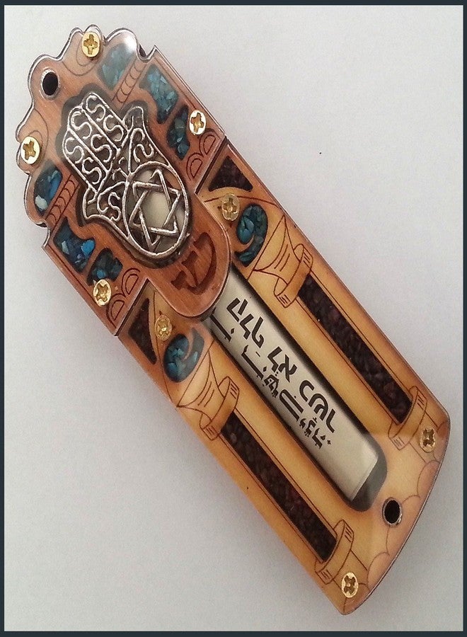 YourHolyLandStore Star of David & Hamesh Hamsa Hand Mezuzah with Shema Israel Scroll - Image 1