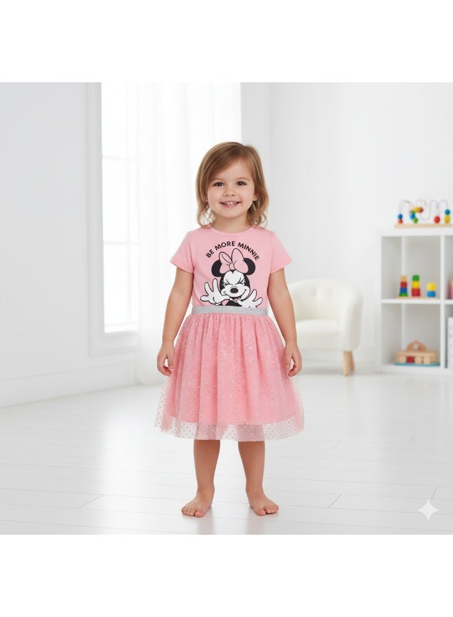 MINNIE MOUSE - GIRL'S TULLE DRESS 100% COTTON | MESH 100% POLYESTER| - Image 1