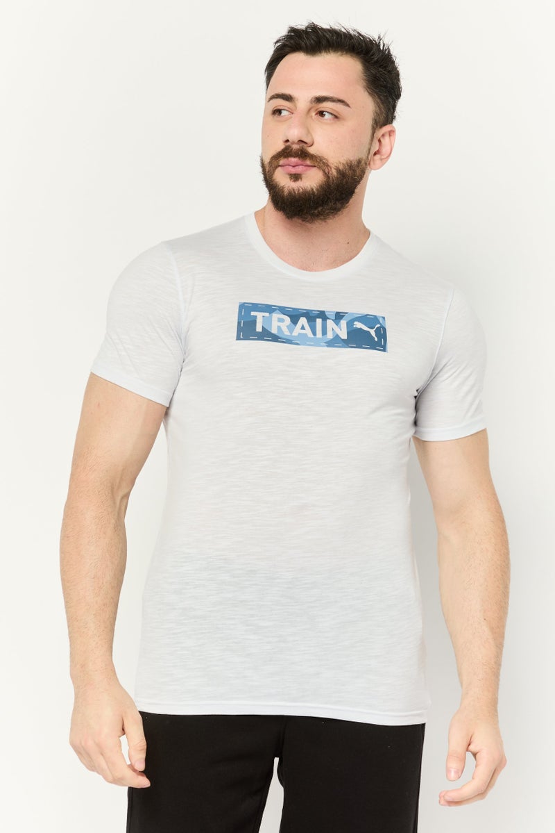 PUMA تي شيرت تدريب قصير الأكمام للرجال، أبيض فاتح - Image 1