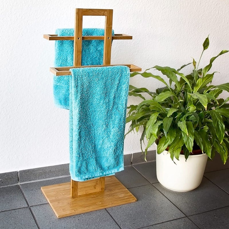 Elegant Classic Freestanding Towel Stand Floor Standing Towel StandBath OrganizerTowel Drying Rack 45 x 22 x 86 TR15  - Image 1