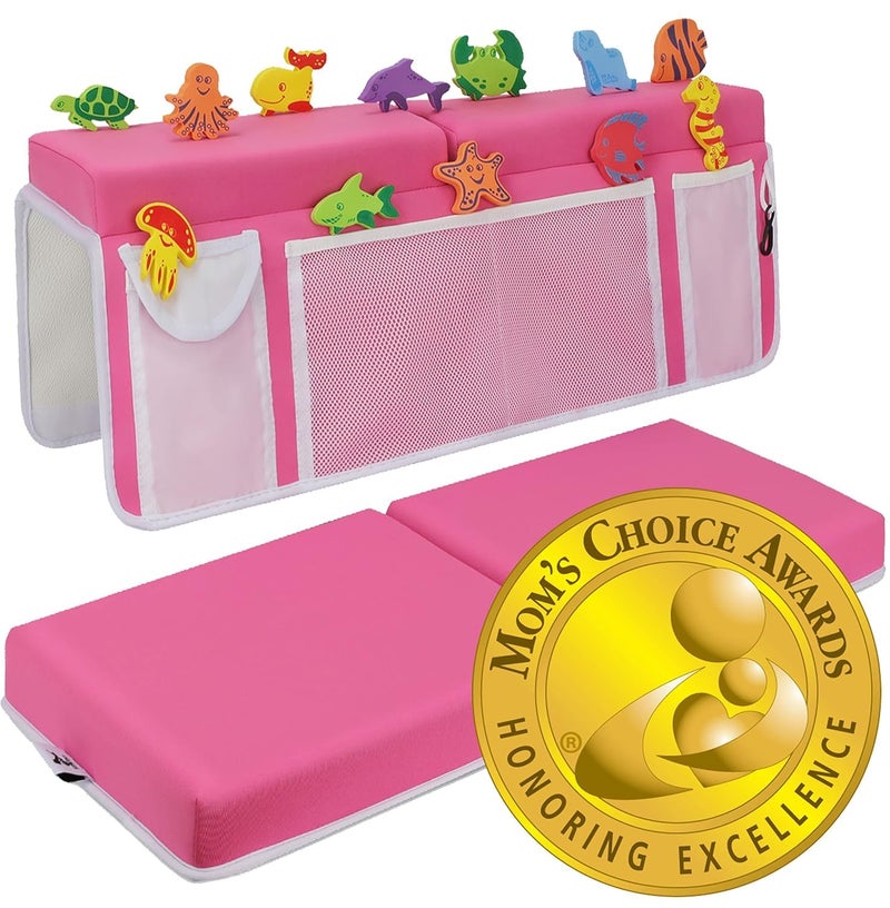 Supa Ant Baby Bath Kneeler and Elbow Rest Pad â€“Momâ€™s Choice Award Winner â€“US-Designed Extra Thick Bathtub Kneeling Pad with 8 Suction Cups, 5-Pocket Organizer, Non-Slip, Cushioned, Durable (Pink) - Image 1