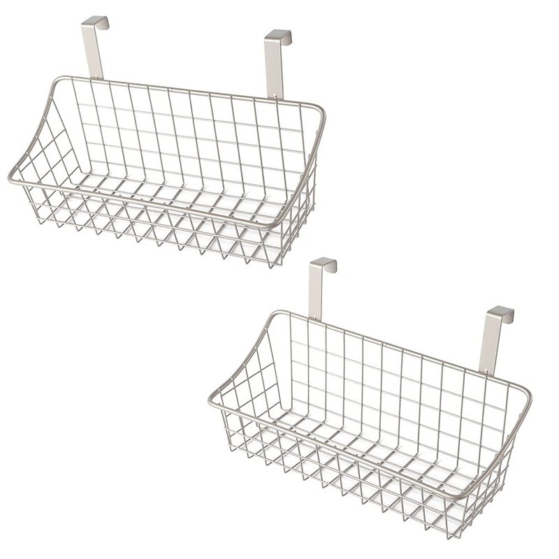 LeleCAT Basket with hook Grid Storage BasketHang it behind a door or on a railingOver the Cabinet DoorChampagne Gray2 Pack