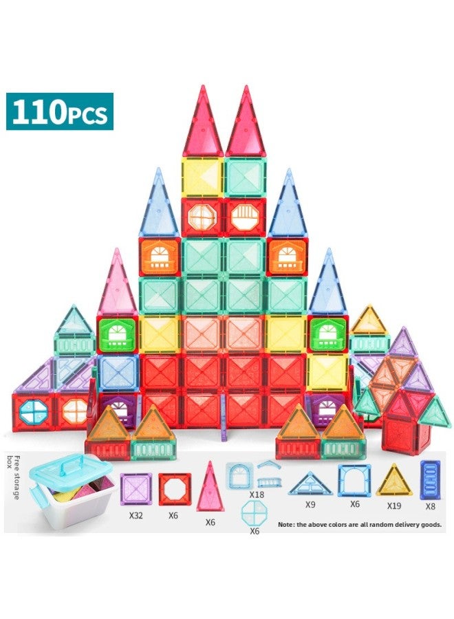 Cross-border Color Window Building Blocks Assembled Magnetic Pieces For Children Smart Magnetic Pipe Building Blocks Assembled Castle Toy Belt Storage