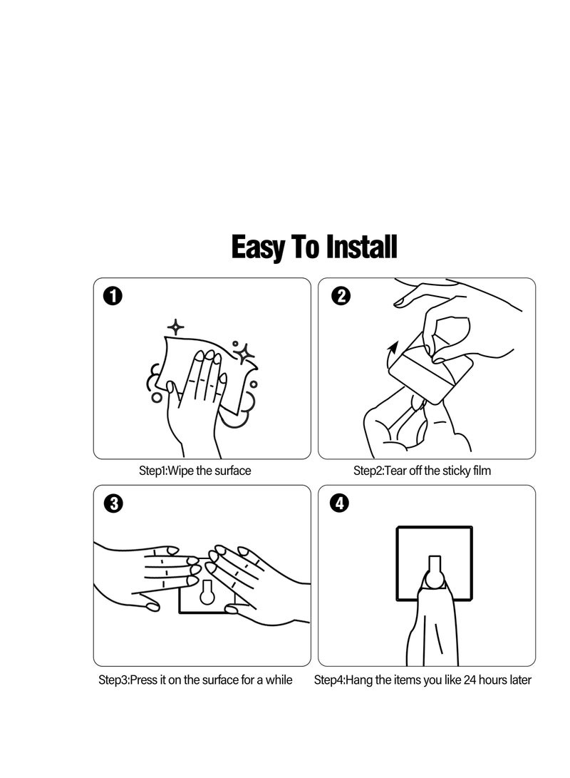 4 Pack Adhesive Hooks, Waterproof Rustproof Removable Wall Hangers without Nails Self-Adhesive, Suitable for Bathroom, Kitchen, Door (Black) - Image 5