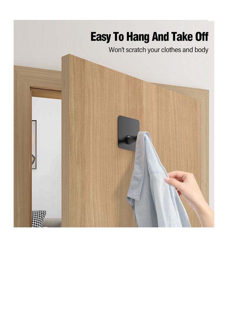 4 Pack Adhesive Hooks, Waterproof Rustproof Removable Wall Hangers without Nails Self-Adhesive, Suitable for Bathroom, Kitchen, Door (Black) - Image 2