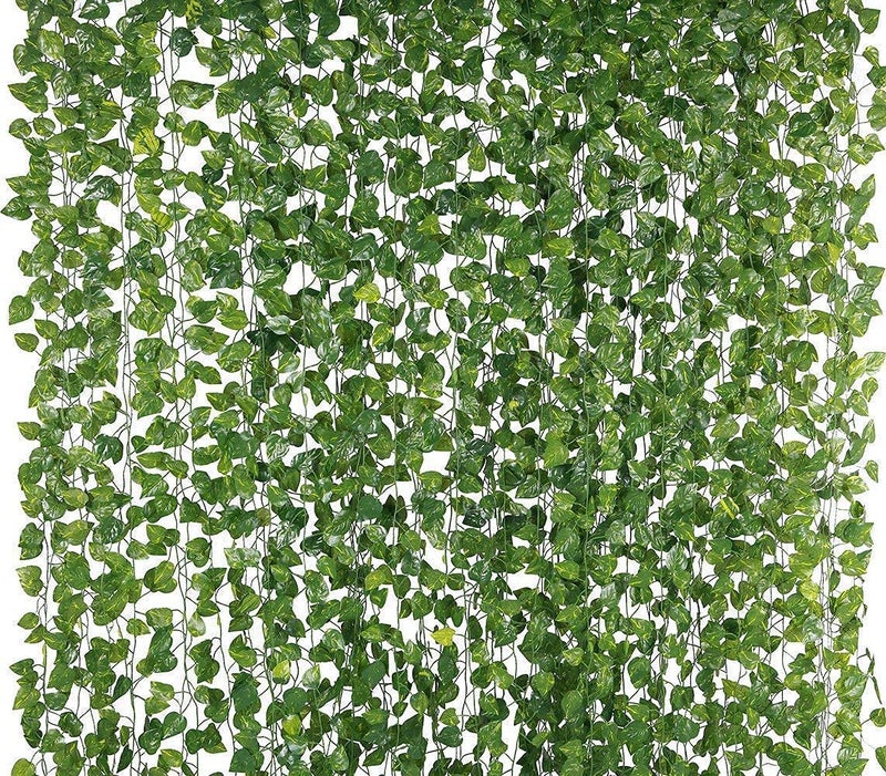 VRCT Artificial Garlands Hanging Leaves (Green, 6.5 Feet Each) (12 Strings) - Image 1