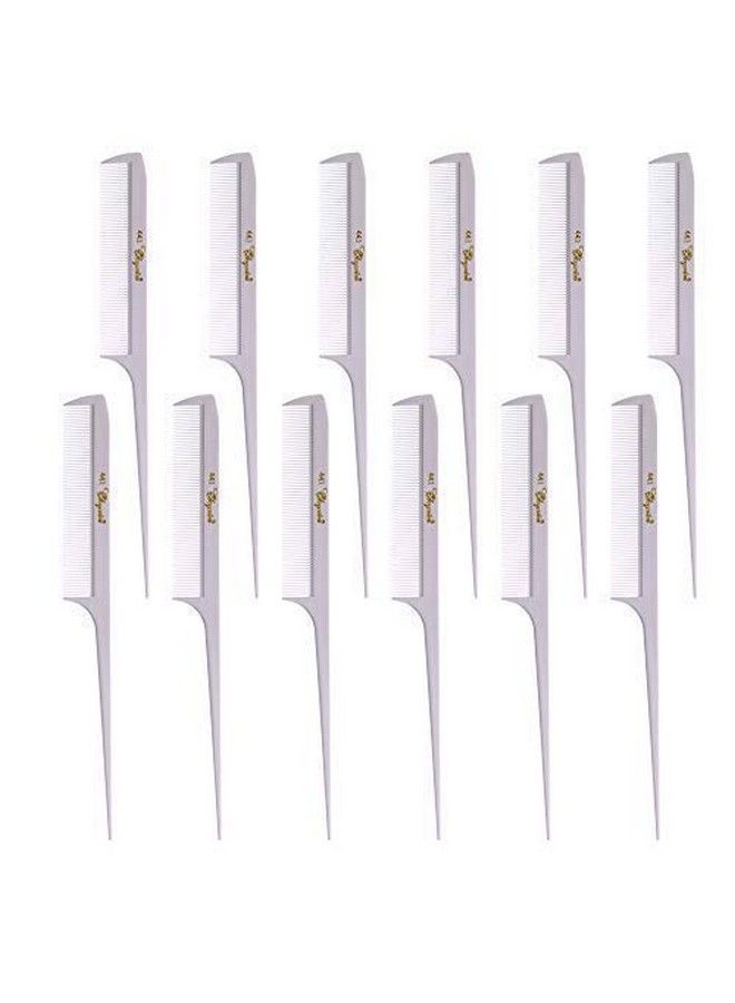 Krest Cleopatra 81/2 Inch Rattail Combs Extra Fine Tooth. Rat Tail Comb Model 441. Color White. 1 Dozen. - Image 3