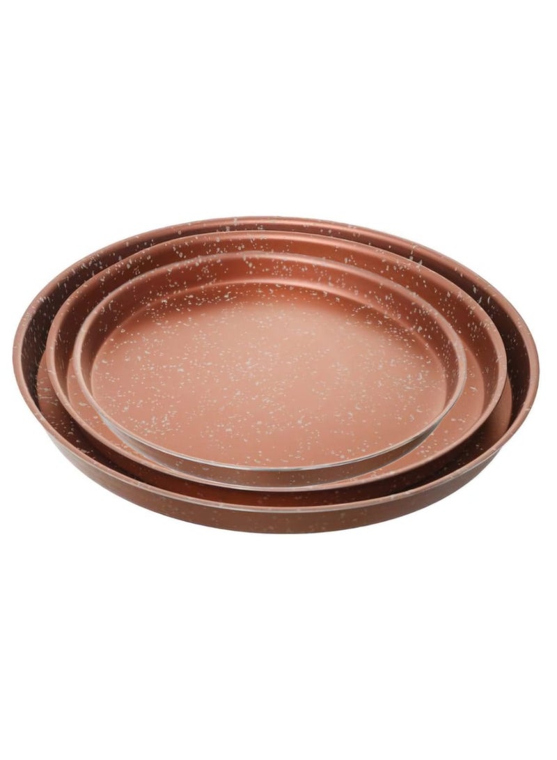 Ideal Home IDEAL HOME Granite Pizza Tray Set – 3 Pieces (24 cm, 28 cm, 30 cm) – Brown – Non-Stick Coating – Durable & Easy to Clean