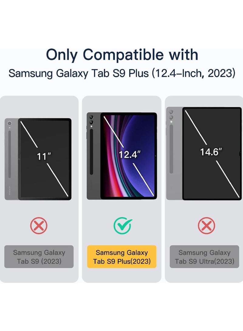 Case for Samsung Galaxy Tab S9 Plus 12.4-Inch with S Pen Holder Clear Transparent PC Back Shockproof Tri-Fold Stand Tablet Cover Auto Wake/Sleep - Image 2