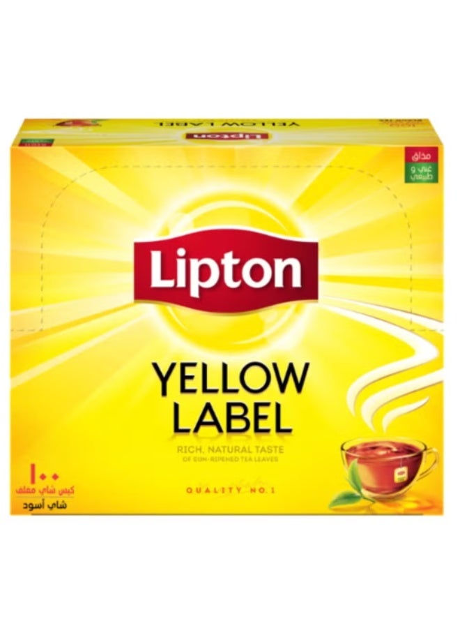 ليبتون شاي أسود ذو علامة صفراء، 100 كيس شاي