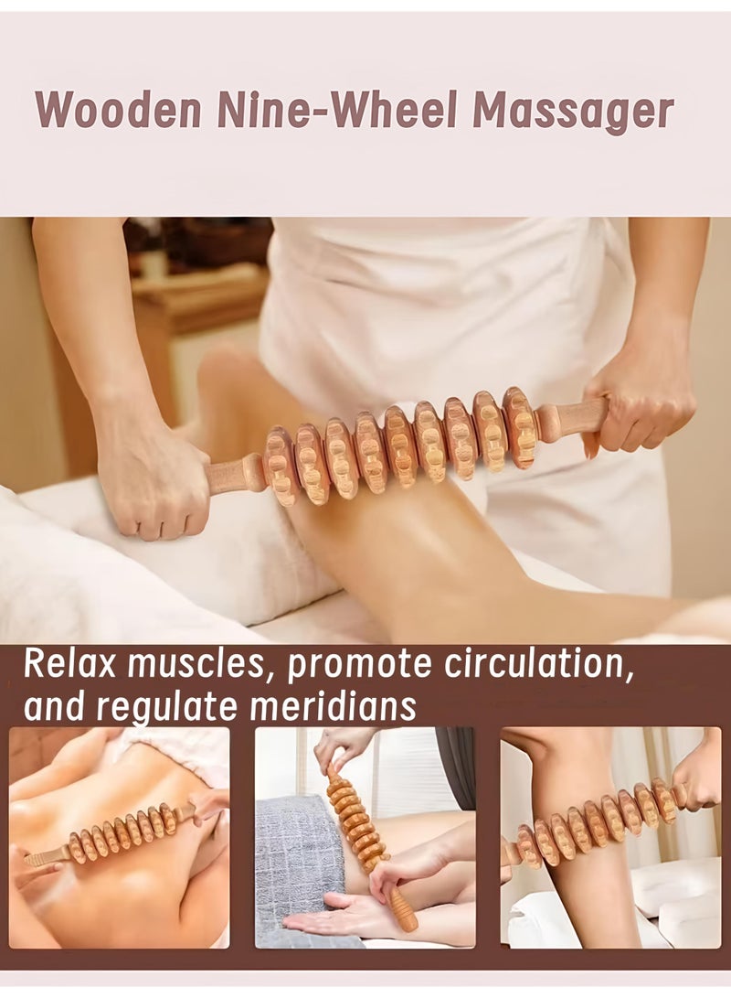 Loucky Loucky Wood Therapy Massage Tools, Wooden Gua Sha Kits, Y-Shape Gua Sha Board & 9-Roller Massage Tool, Used for Lymphatic Drainage & Muscle Tension Relief, Maderoterapia, Anti-Cellulite, Body Sculpting & Contouring  - Image 4