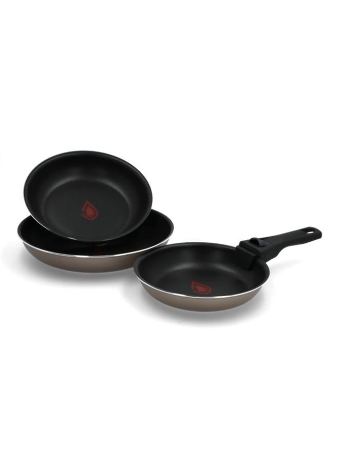 BERGNER 3-Piece Durable Frying Pan Set with Removable Handle Black and Grey BG-34801 - Image 3