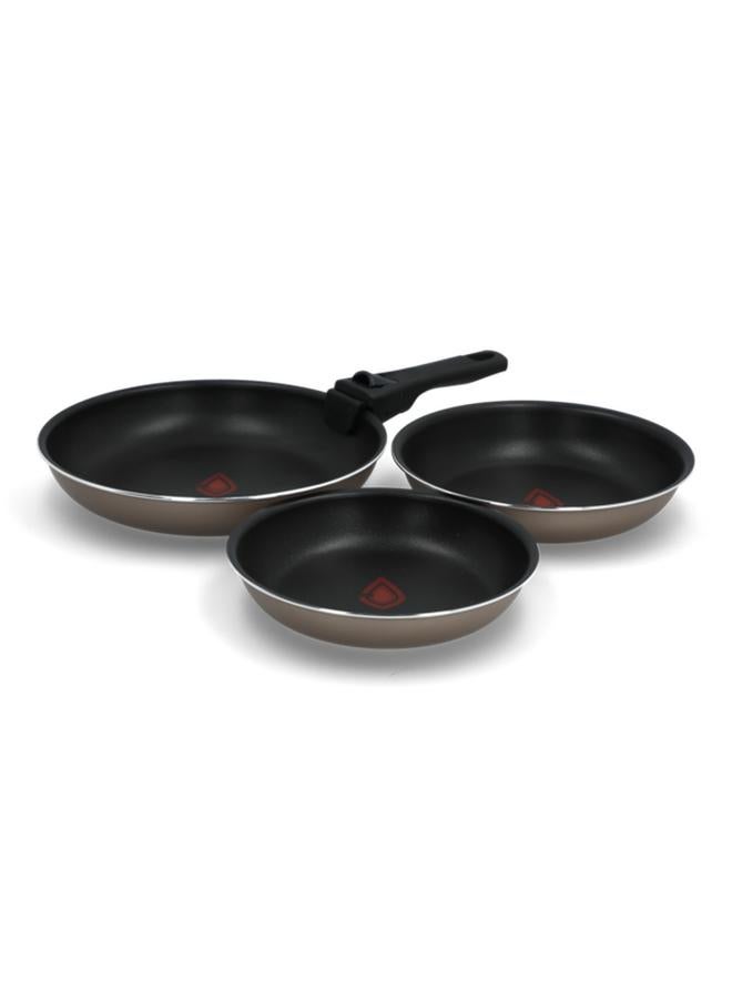 BERGNER 3-Piece Durable Frying Pan Set with Removable Handle Black and Grey BG-34801 - Image 2